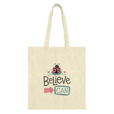 Believe You Can Ladybug Tote Bag, Motivational Tote, Inspirational Tote, Cute Ladybug Bag, Positive Affirmation Bag, Gift For Her - Tawshia